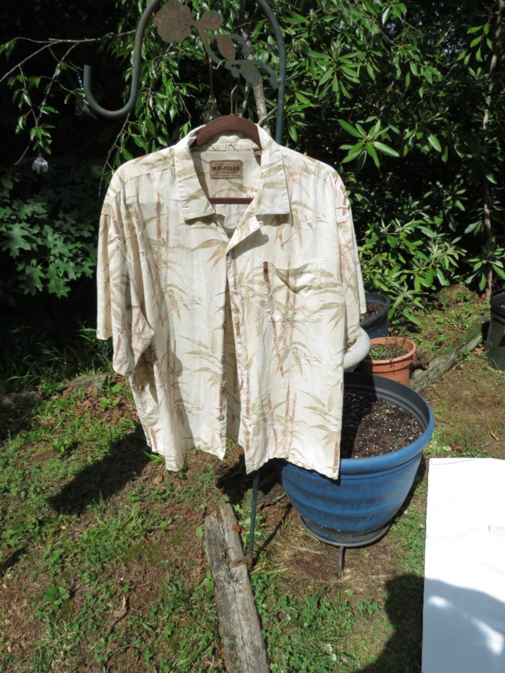 Vintage Magellan Sportswear Bamboo Print Camp Collar Shirt | Men's Size L | 90s